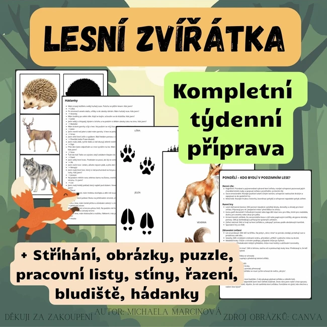 TAJEMSTVÍ PODZIMNÍHO LESA - Kompletní týdenní příprava - LESNÍ ZVÍŘÁTKA