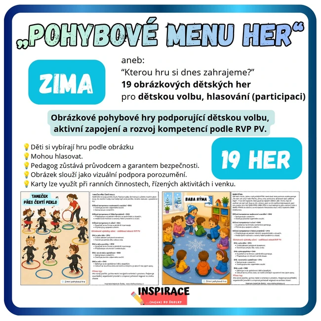 Pohybové menu 19 her v obrázcích - ZIMA