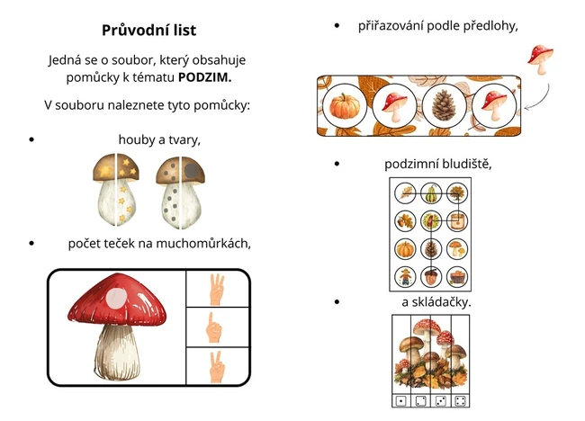 Soubor pomůce k tématu PODZIM.