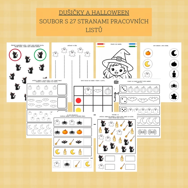 Dušičky a Halloween- soubor s 27 stranami pracovních listů