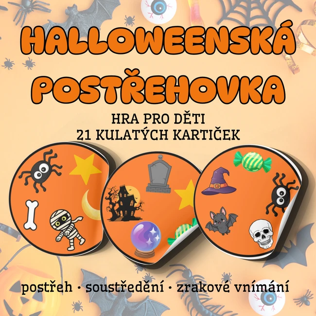 Halloweenská postřehovka – 21 kartiček
