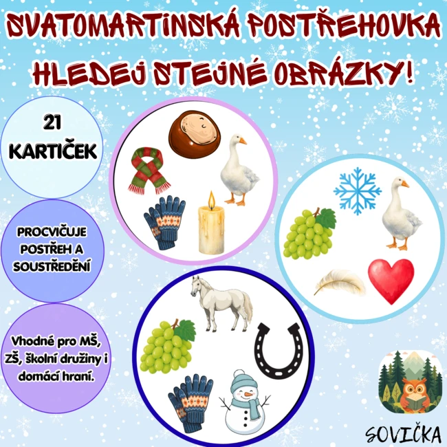 🐴 SVATOMARTINSKÁ POSTŘEHOVKA – NAJDI SPOLEČNÝ OBRÁZEK 🍂