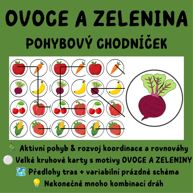 🍓 POHYBOVÝ CHODNÍČEK – OVOCE A ZELENINA