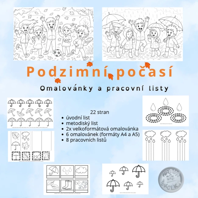 Podzimní počasí - omalovánky a pracovní listy