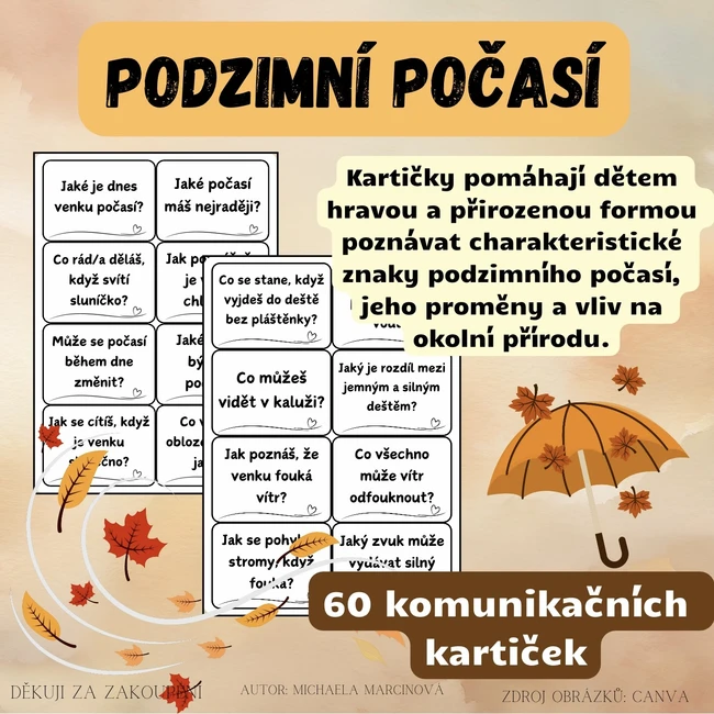 PODZIMNÍ POČASÍ - komunikační kartičky