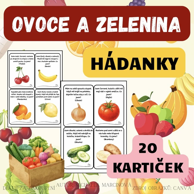 OVOCE A ZELENINA - hádanky
