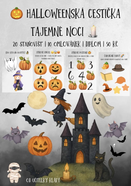 👻 HALLOWEENSKÁ CESTIČKA TAJEMNÉ NOCI 🎃 bez barevného pozadí