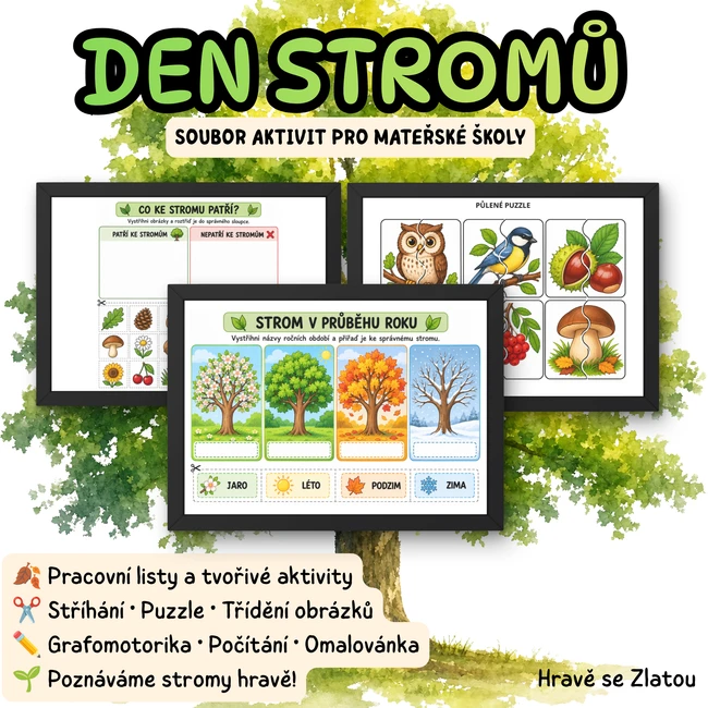 Den stromů – soubor pracovních listů a tvořivých aktivit pro MŠ