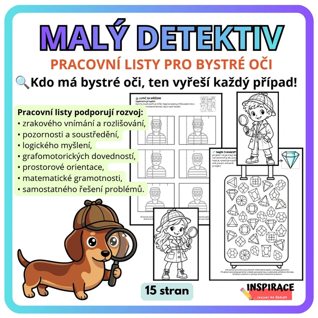 MALÝ DETEKTIV - pracovní listy pro bystré oči 👀